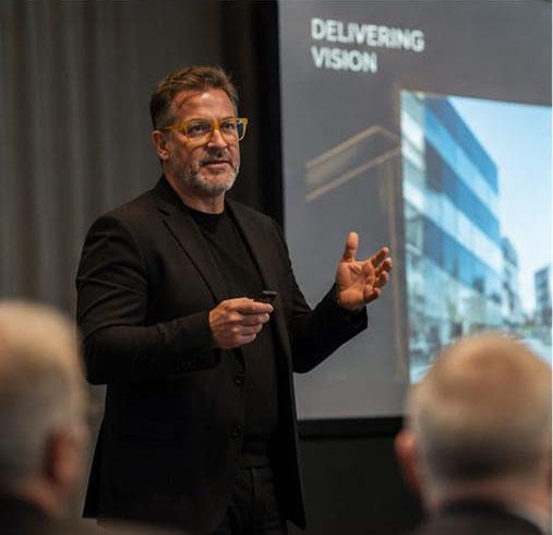 Gavin Woodhouse presenting to a room